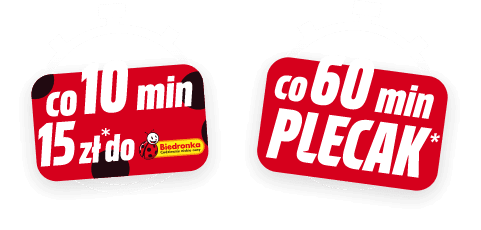 Co 10 minut 15 zł do Biedronki, co 60 minut plecak